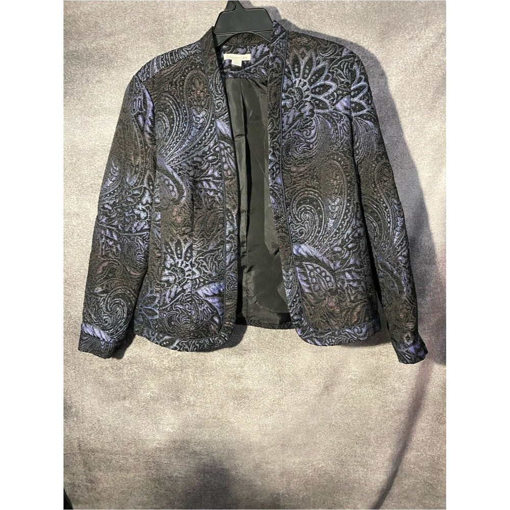 Coldwater Creek Paisley Jacquard Jacket M 10-12 Blue